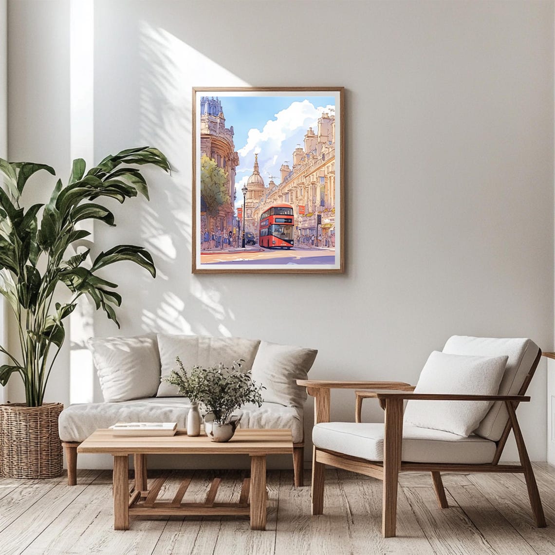 London Red Bus Watercolor Street Scene Iconic City View Poster - Image 5