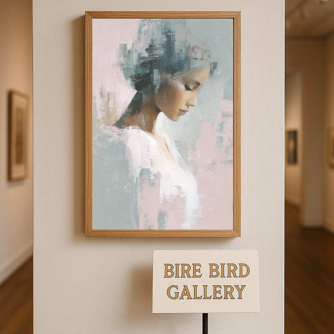 Meditative Woman Portrait Abstract Art Soft Pastel Brushstroke Painting Feminine Mindfulness Wall Print Modern Boho