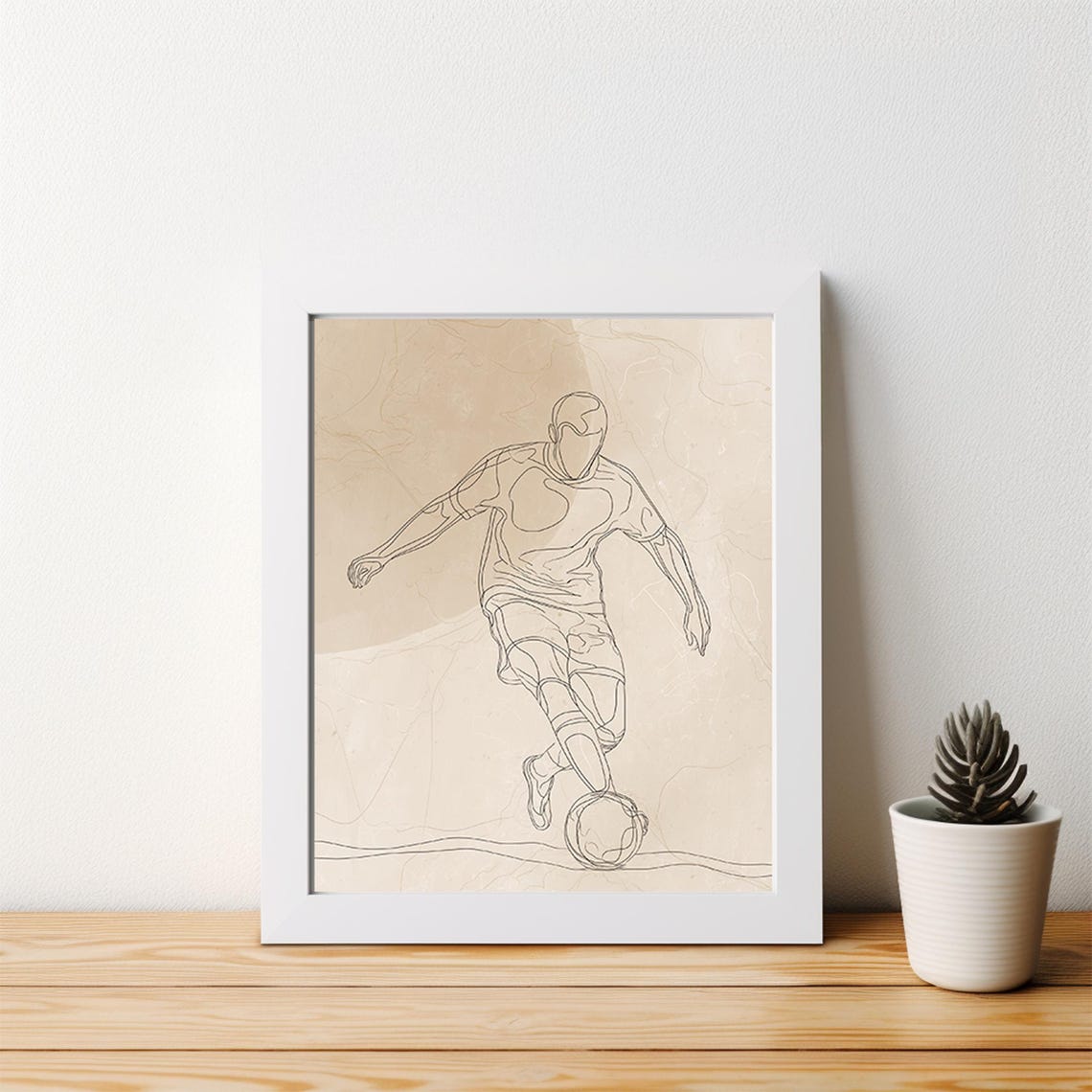 Minimalist Soccer Line Art Player Striking Ball Elegant Poster - Image 3