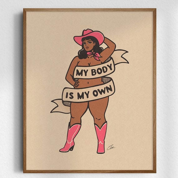My Body Is Own Gicle Fine Art Print Retro Cowgirl Vintage Wall Western Decor Unframed