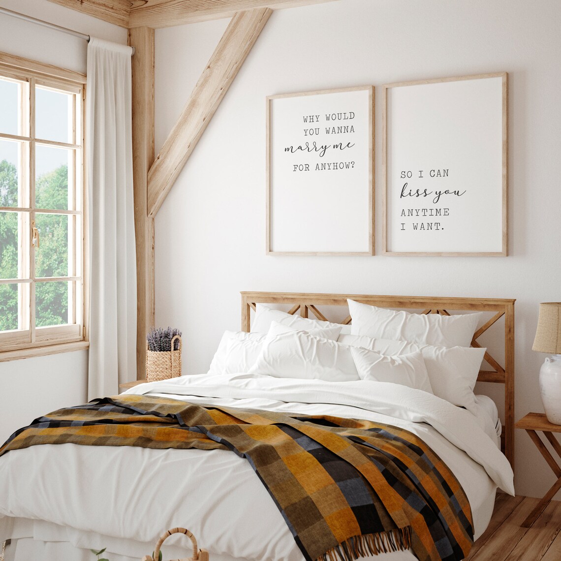 Marry Me Kiss You Anytime Romantic Couple Bedroom Quote Set Poster - Image 7