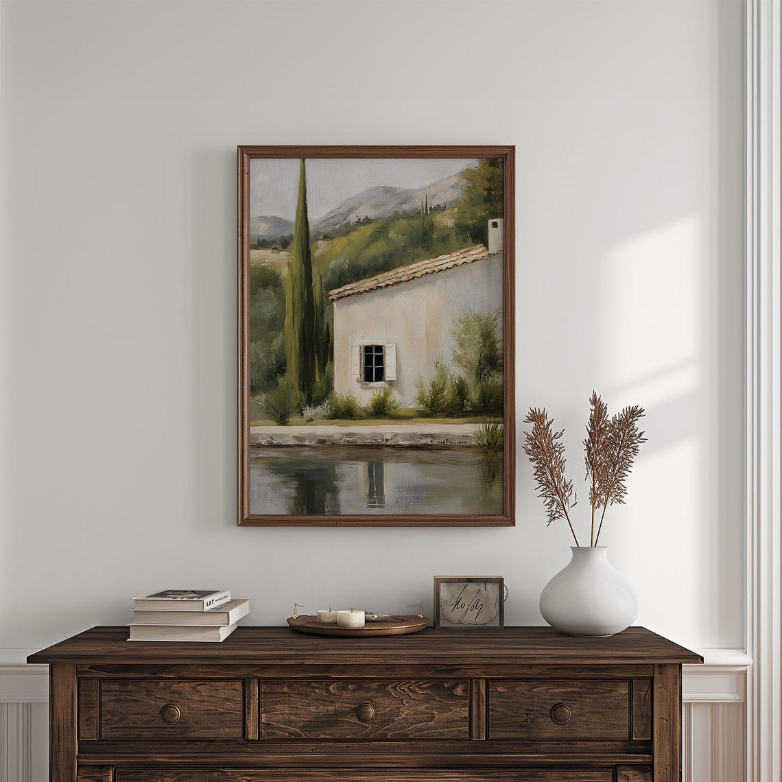 Rustic Spanish Countryside Painting Warm Neutral Tones Serene Scenic Art Vi139 - Image 4
