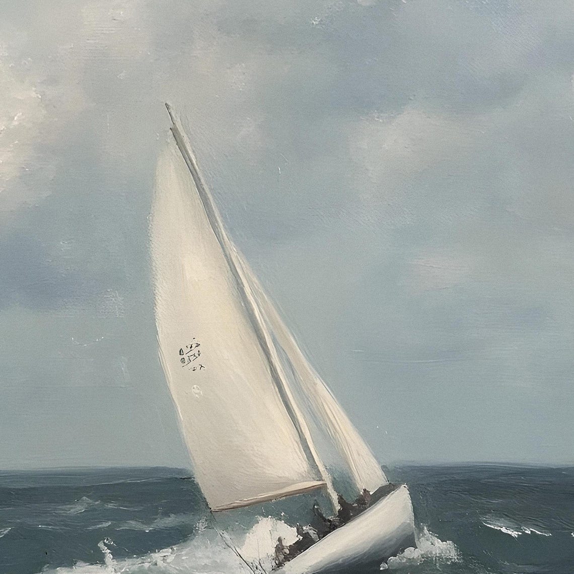 Sailing Boat Stormy Ocean Waves Dramatic Nautical Seascape Poster - Image 2