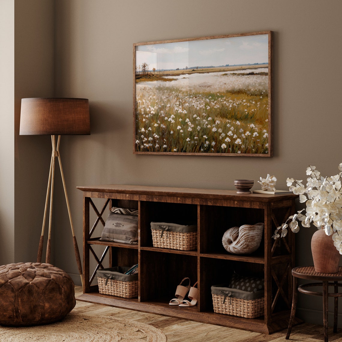 Vintage Wildflower Field Wall Art Field Of Flowers Art Flowers Wall Art Floral Painting Landscape Oil Painting - Image 3