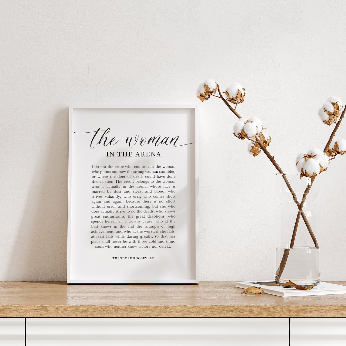 Woman In The Arena Quote Art Print, Feminist Wall Decor