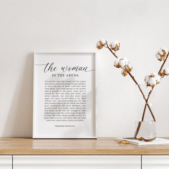 Woman In The Arena Quote Art Print, Feminist Wall Decor