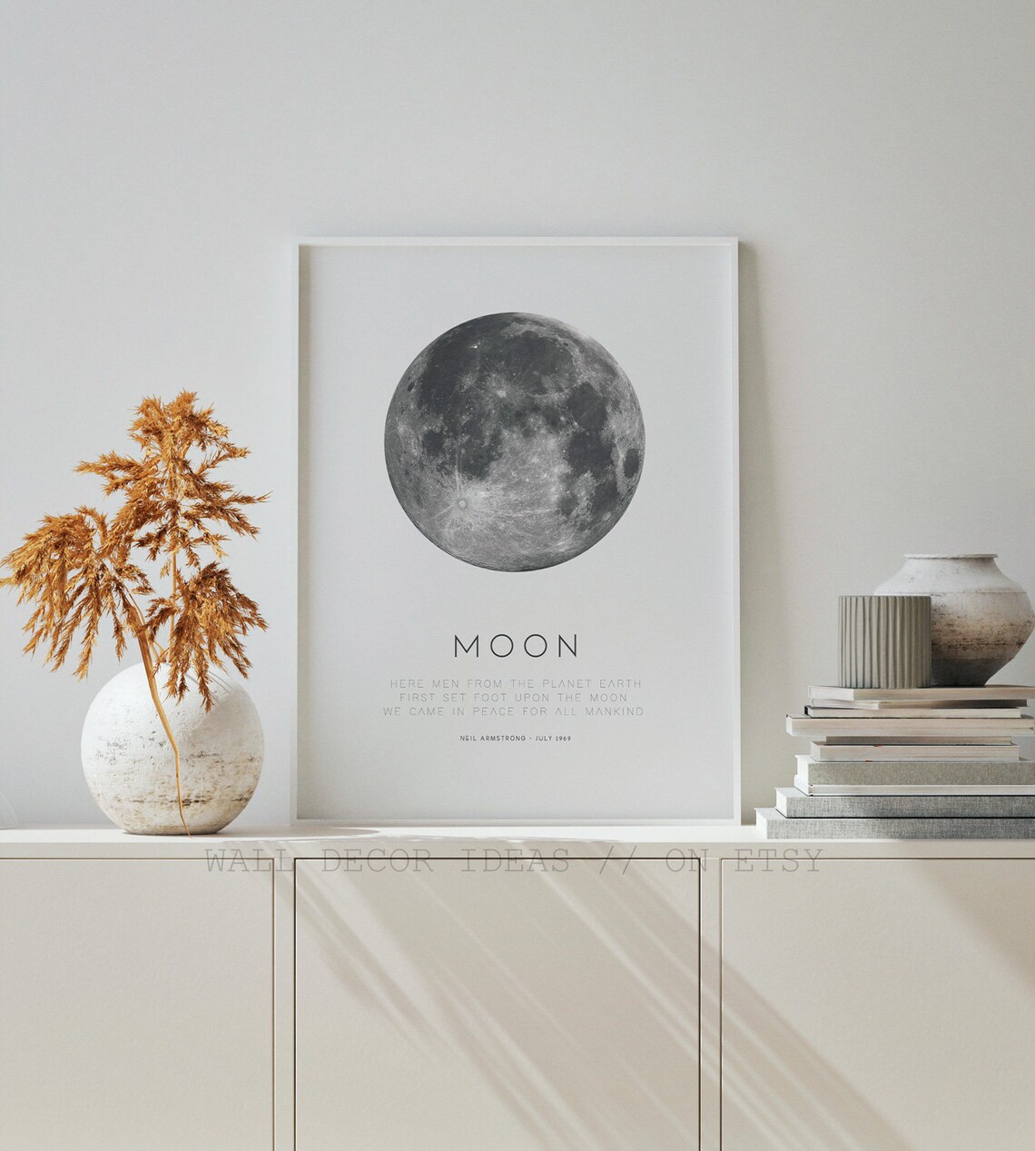 Moon Phases Black And White Minimalist Art Print