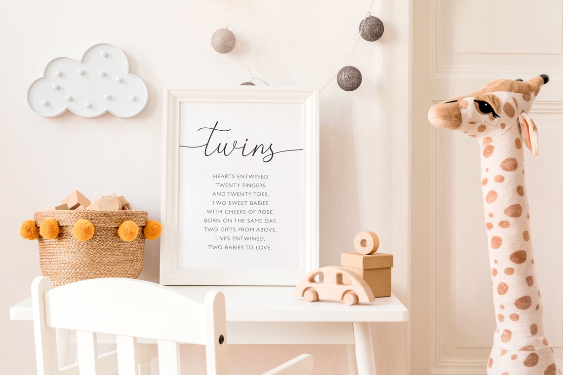 Twins Nursery Print, Wall Decor for Twins - Image 3
