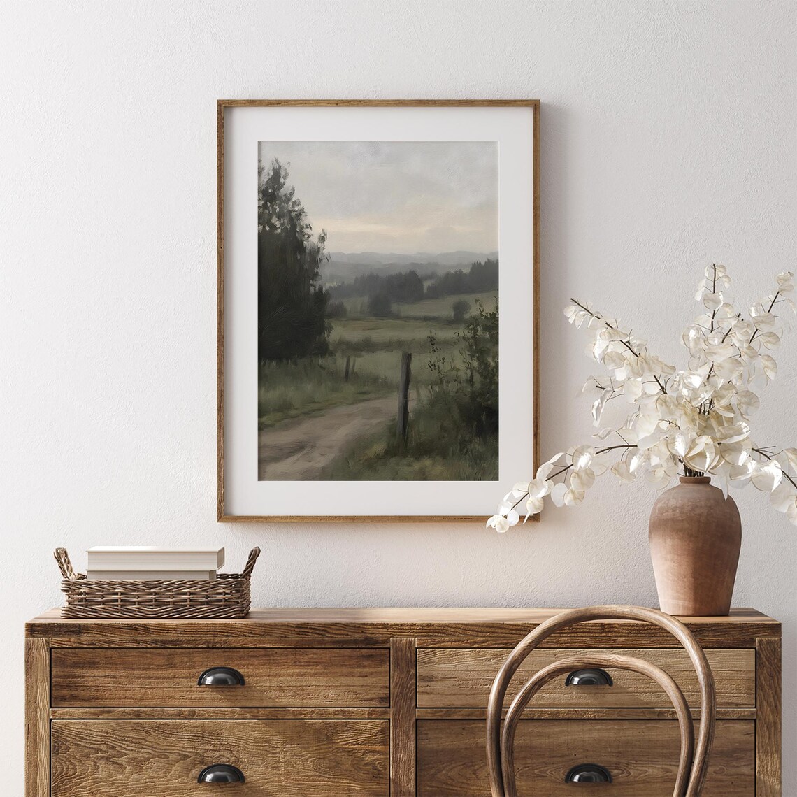 Vintage Landscape Painting, Moody Countryside Pathway Scene - Image 7