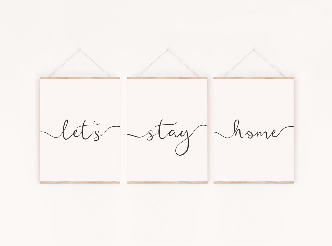 Let's Stay Home Minimalist Quote Art Print - Image 3