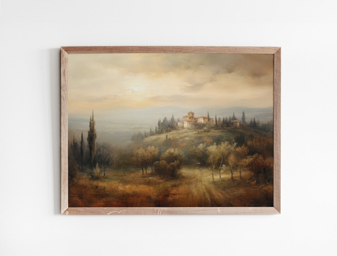 Toscana Oil Painting Vintage Wall Art Antique Oil Painting Farmhouse Print Nature Wall Art Wall Art - Image 3