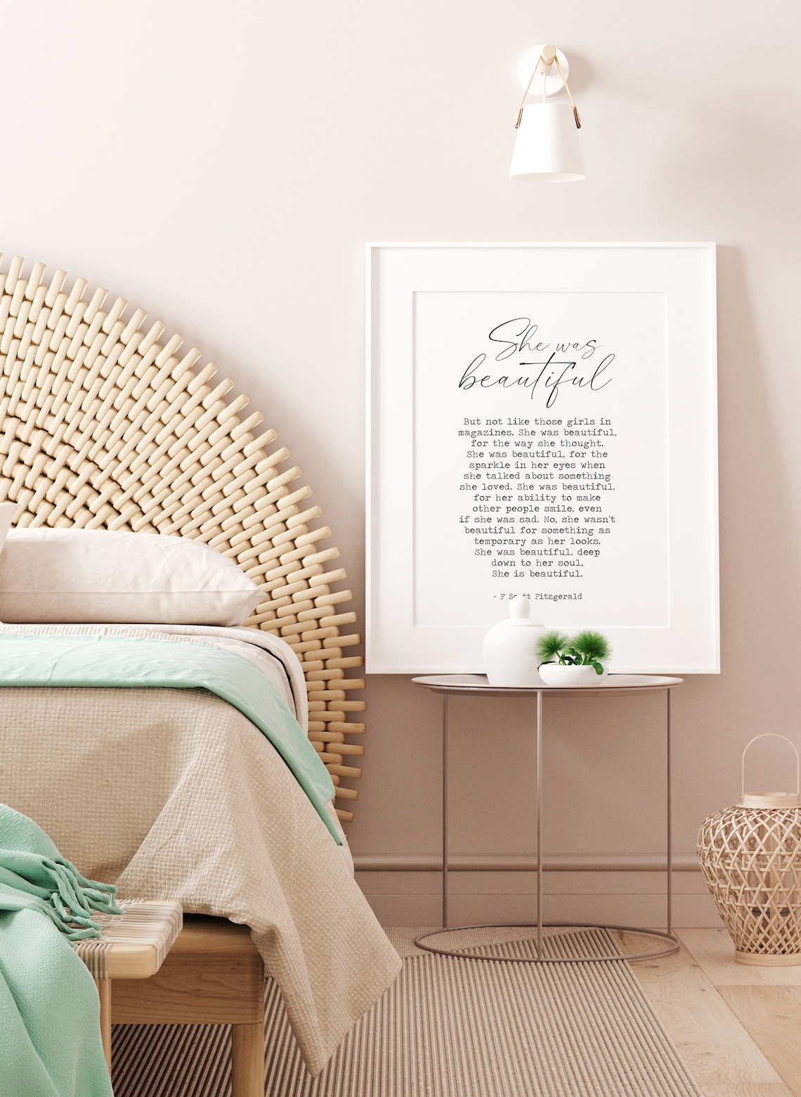 F. Scott Fitzgerald Quote She Was Beautiful Print - Image 2
