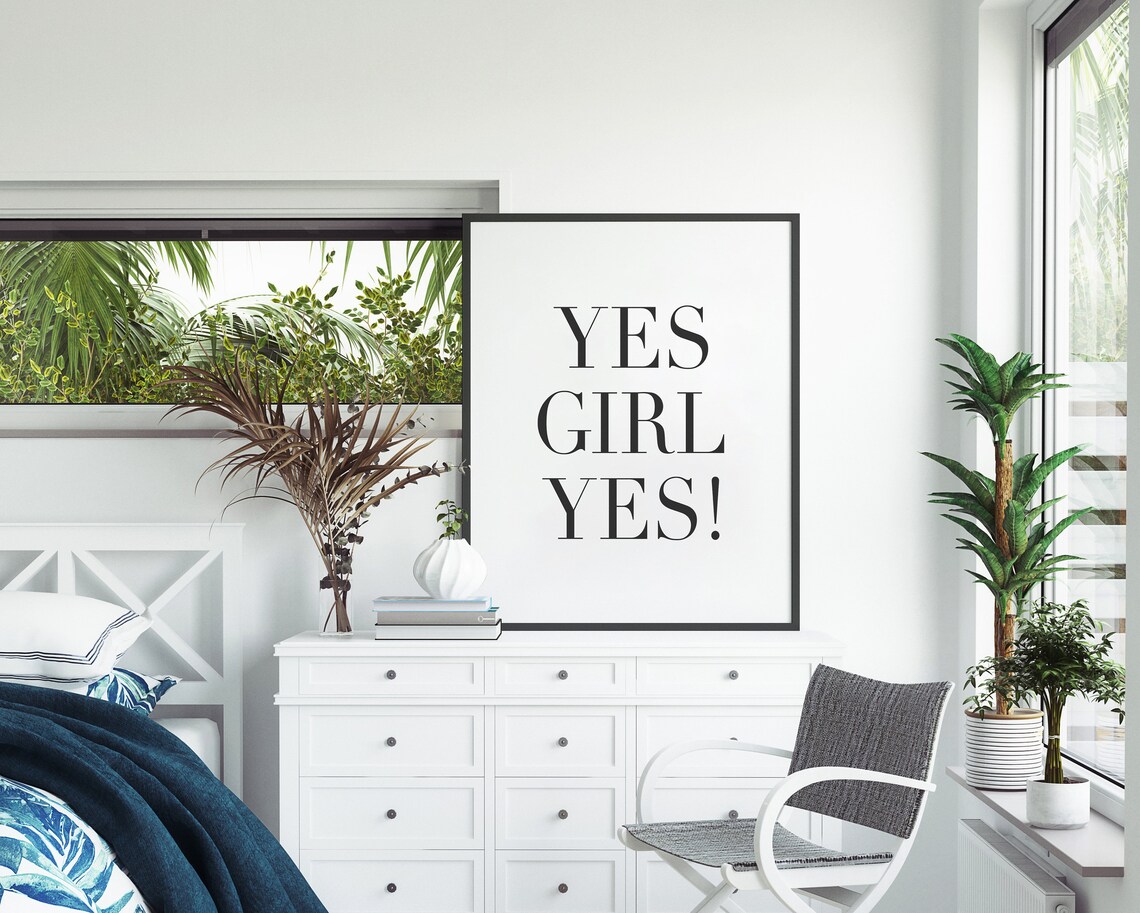 Yes Girl Yes Bold Serif Motivational Feminist Statement Poster - Image 3