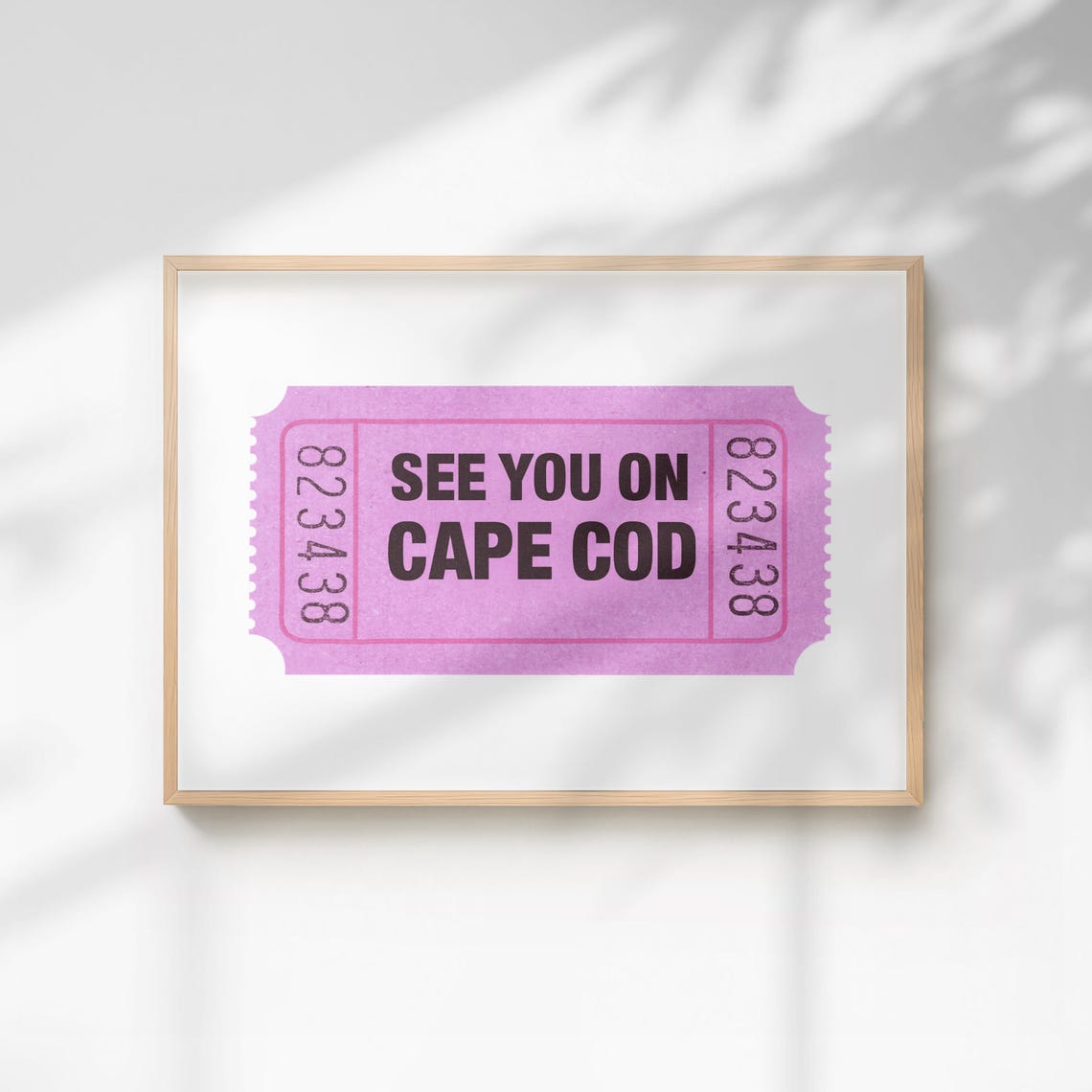 See You On Cape Cod Purple Ticket Stub Retro Coastal Wall Poster