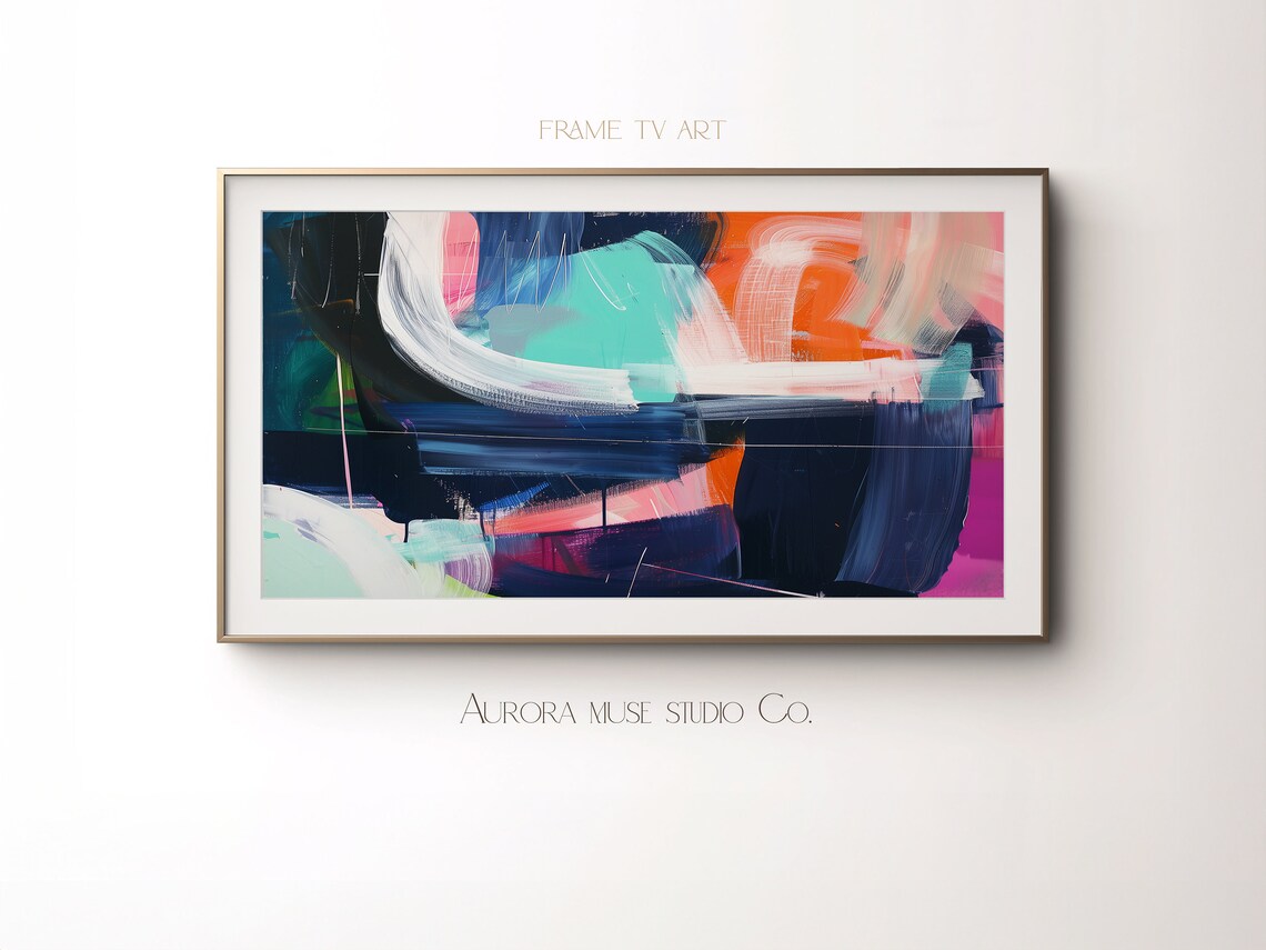 Abstract Frame Tv Art Art For Frame Tv Summer Abstract Oil Painting Pink Orange Abstract Art 033 - Image 4