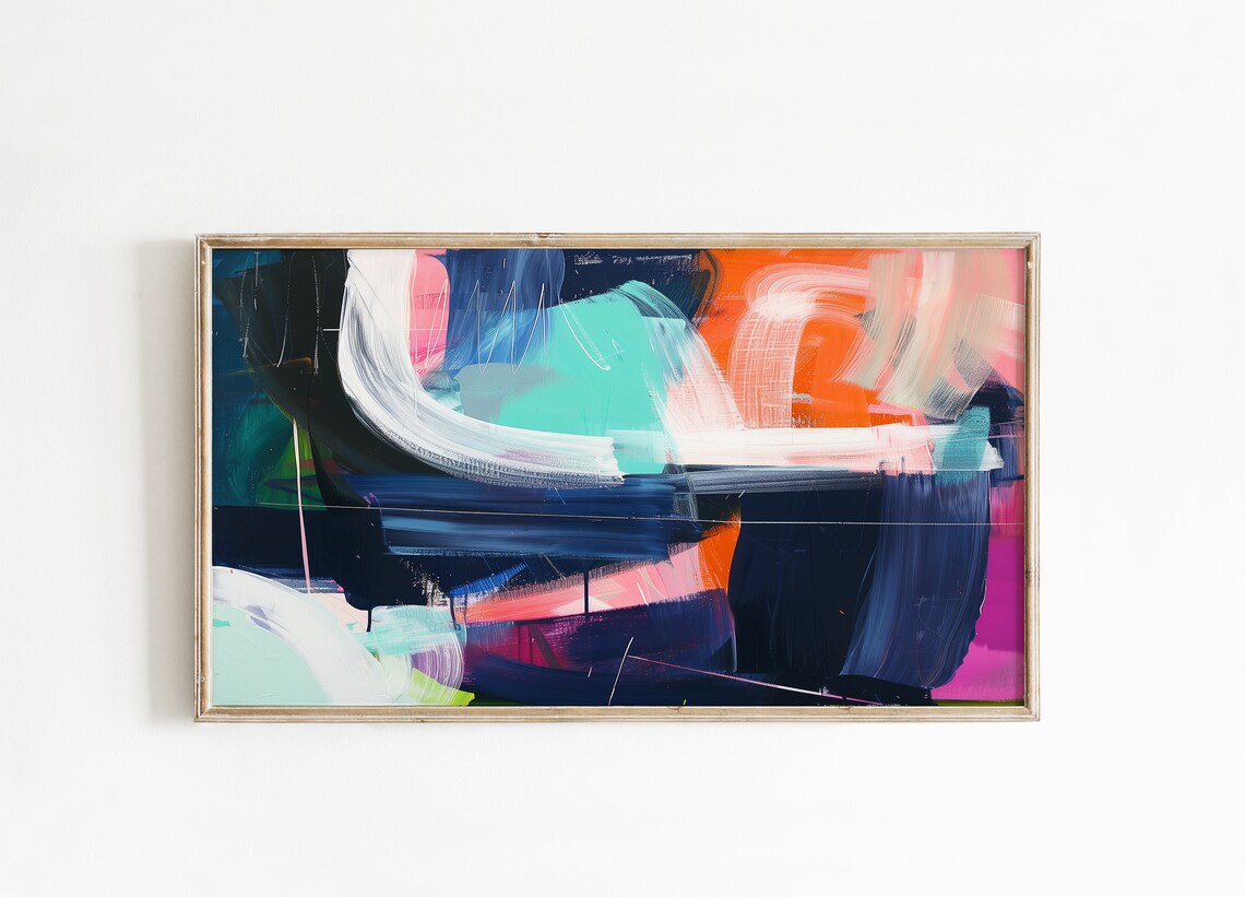 Abstract Frame Tv Art Art For Frame Tv Summer Abstract Oil Painting Pink Orange Abstract Art 033