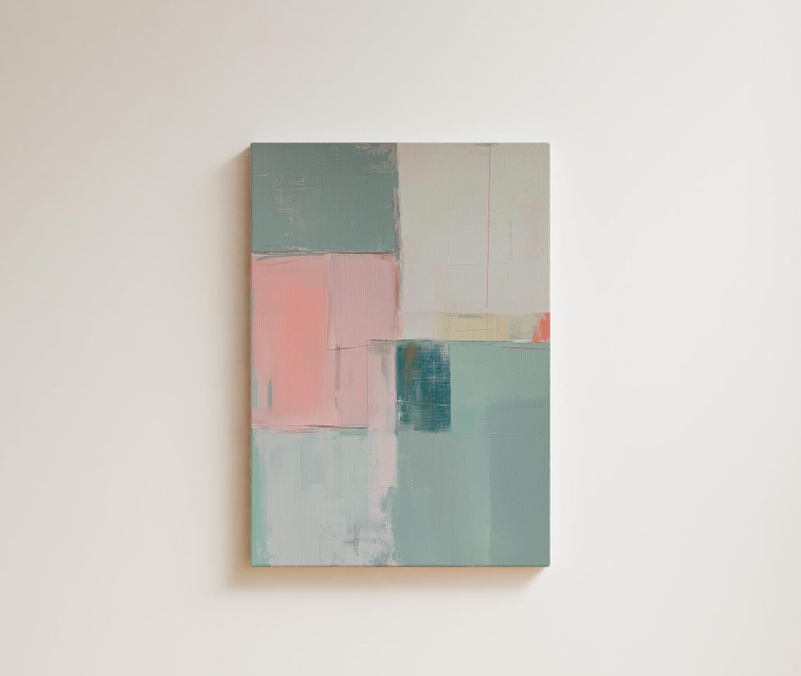 Sage Green Dusty Pink Cream Vertical Geometric Minimalist Poster