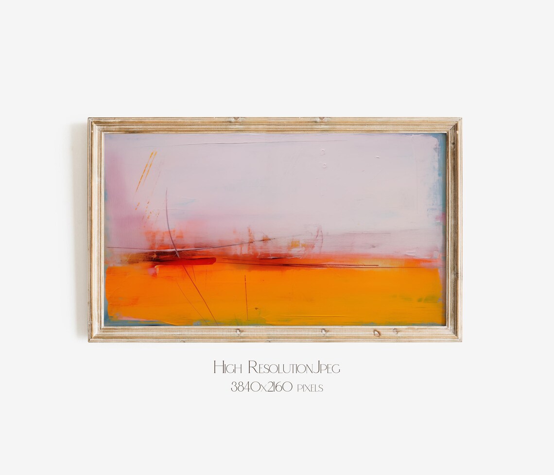 Abstract Frame Tv Art Art For Frame Tv Spring Abstract Oil Painting Orange Pink Abstract Modern Art 108 - Image 4