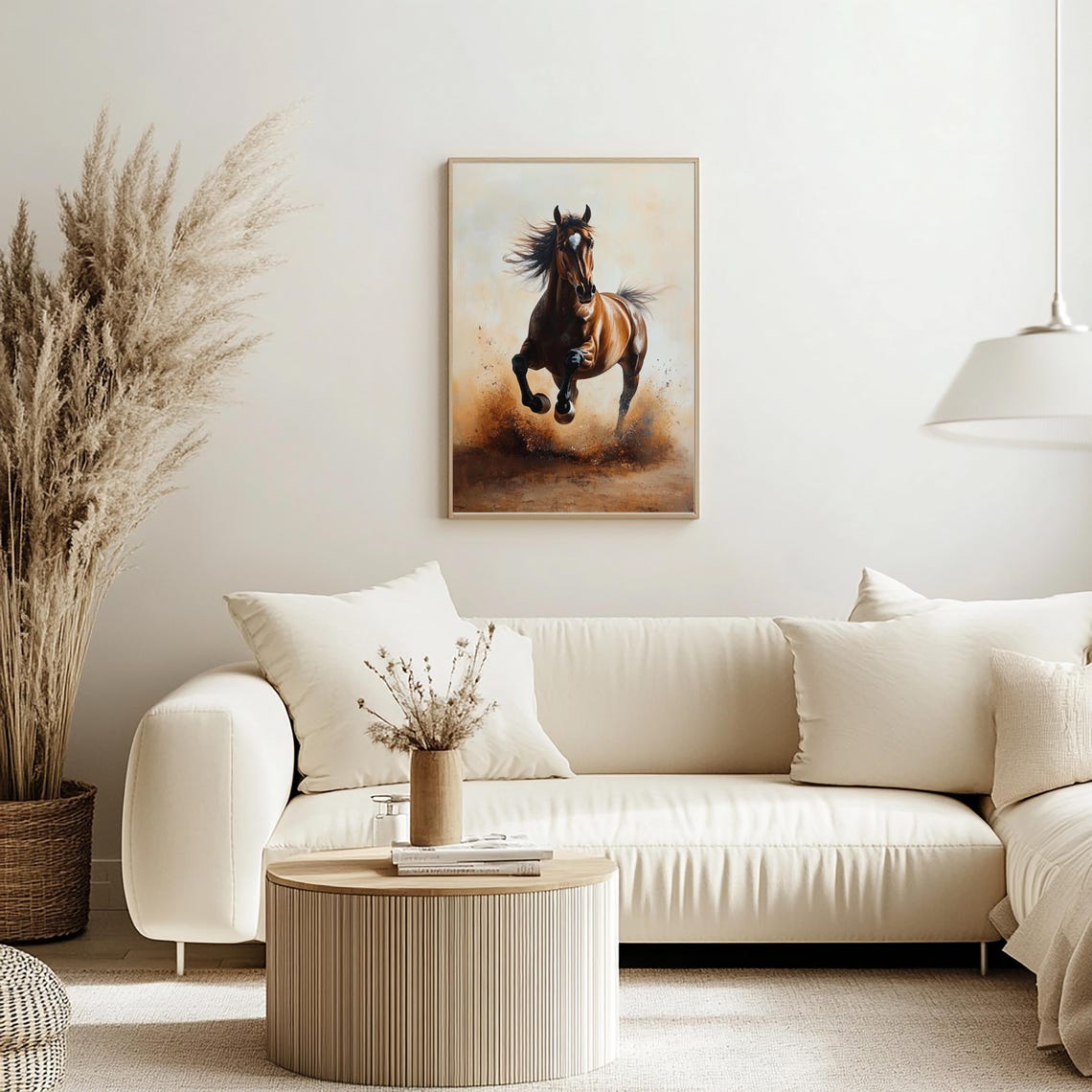 Horse Oil Painting Wall Art Print Animals Horse Lover Print At Home Wall Art Running Horse Portrait Drawing Neutral Art - Image 2
