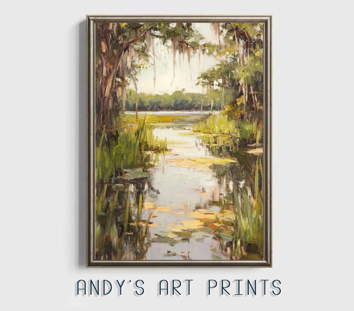 Lake Landscape Wall Art Oil Painting Nature Poster Oil Painting Landscape Drawing Home Decor Artwork - Image 3