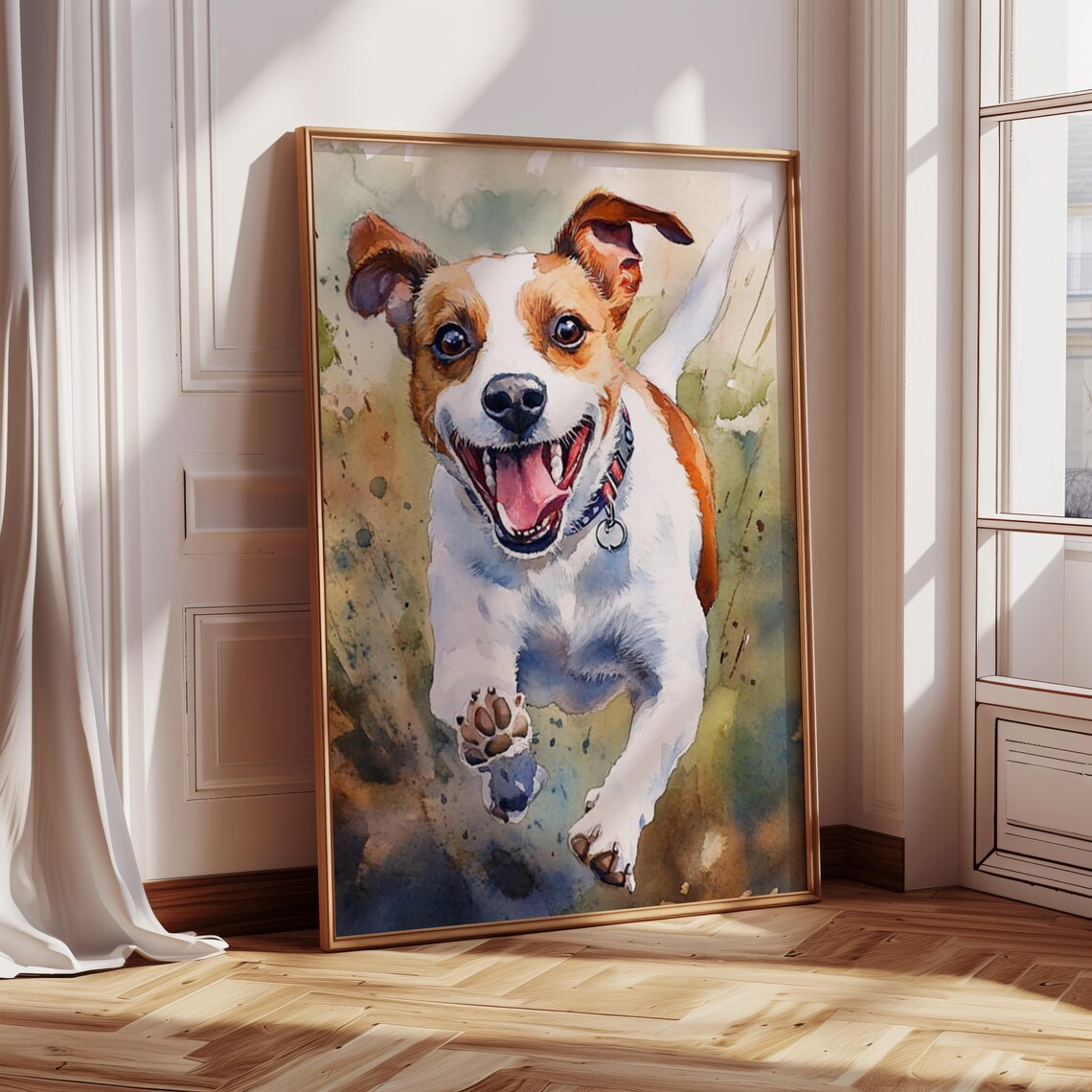 Happy Jack Russell Terrier Jumping Watercolor Pet Dog Poster - Image 3
