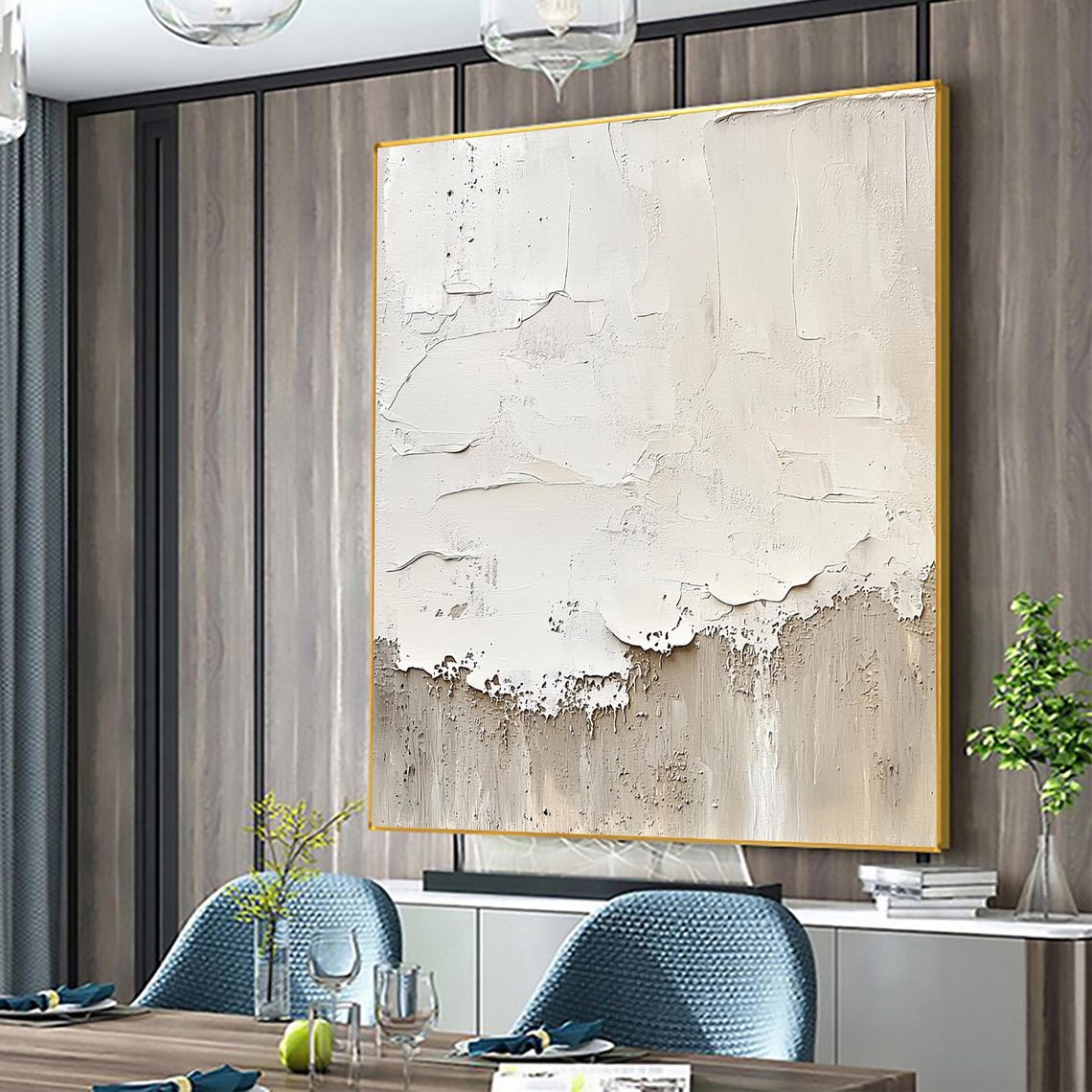 White Plaster Layered Texture Abstract Minimalist Sculptural Wall Art - Image 4