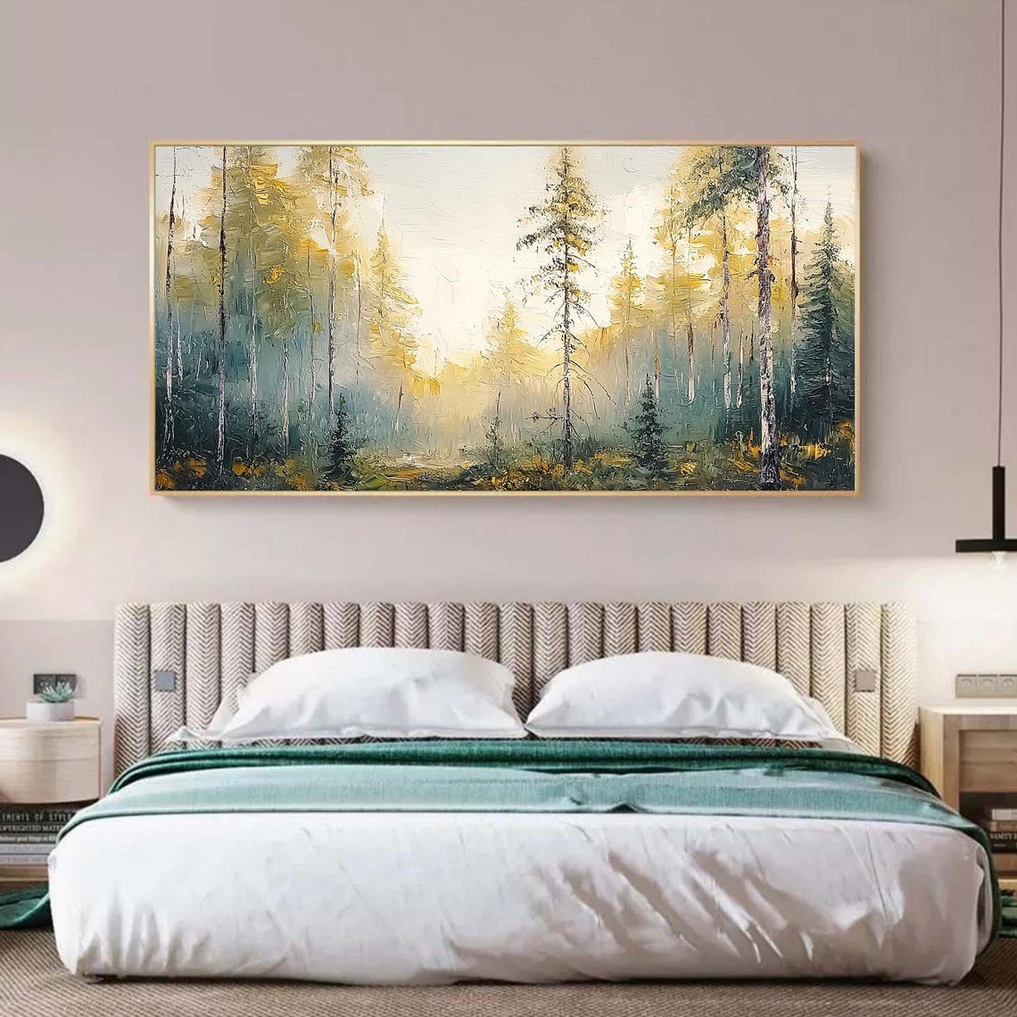 Golden Sunlit Forest Path With Tall Trees In Morning Light Poster - Image 4