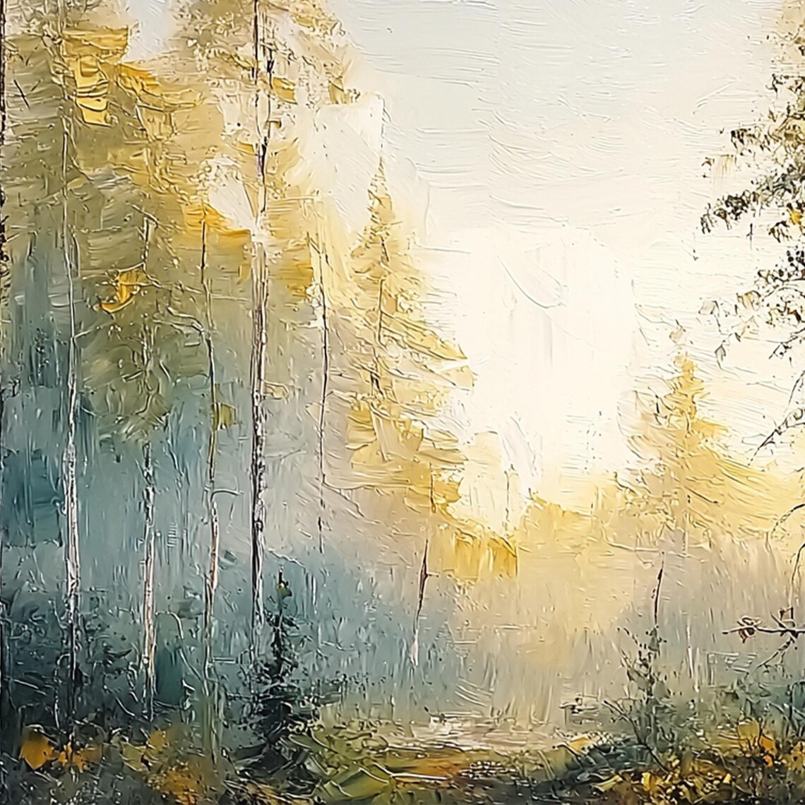 Natural Forest Landscape Oil Painting On Large Original Forest Painting Custom Green Tree Wall Art Modern Living Room Home Decor - Image 3