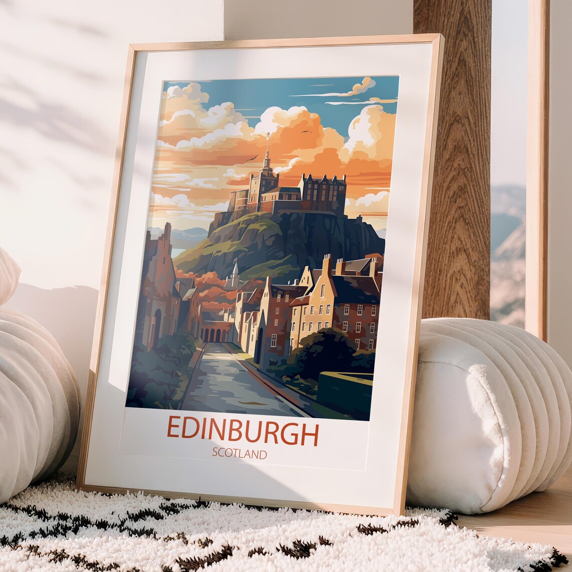 Edinburgh Scotland Historic Castle Sunset Cityscape Art Poster