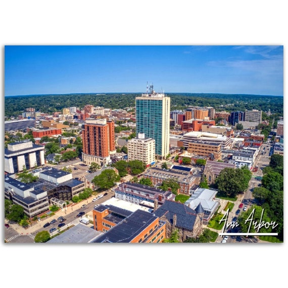 Ann Arbor Skyline Poster Print Michigan Travel Photo