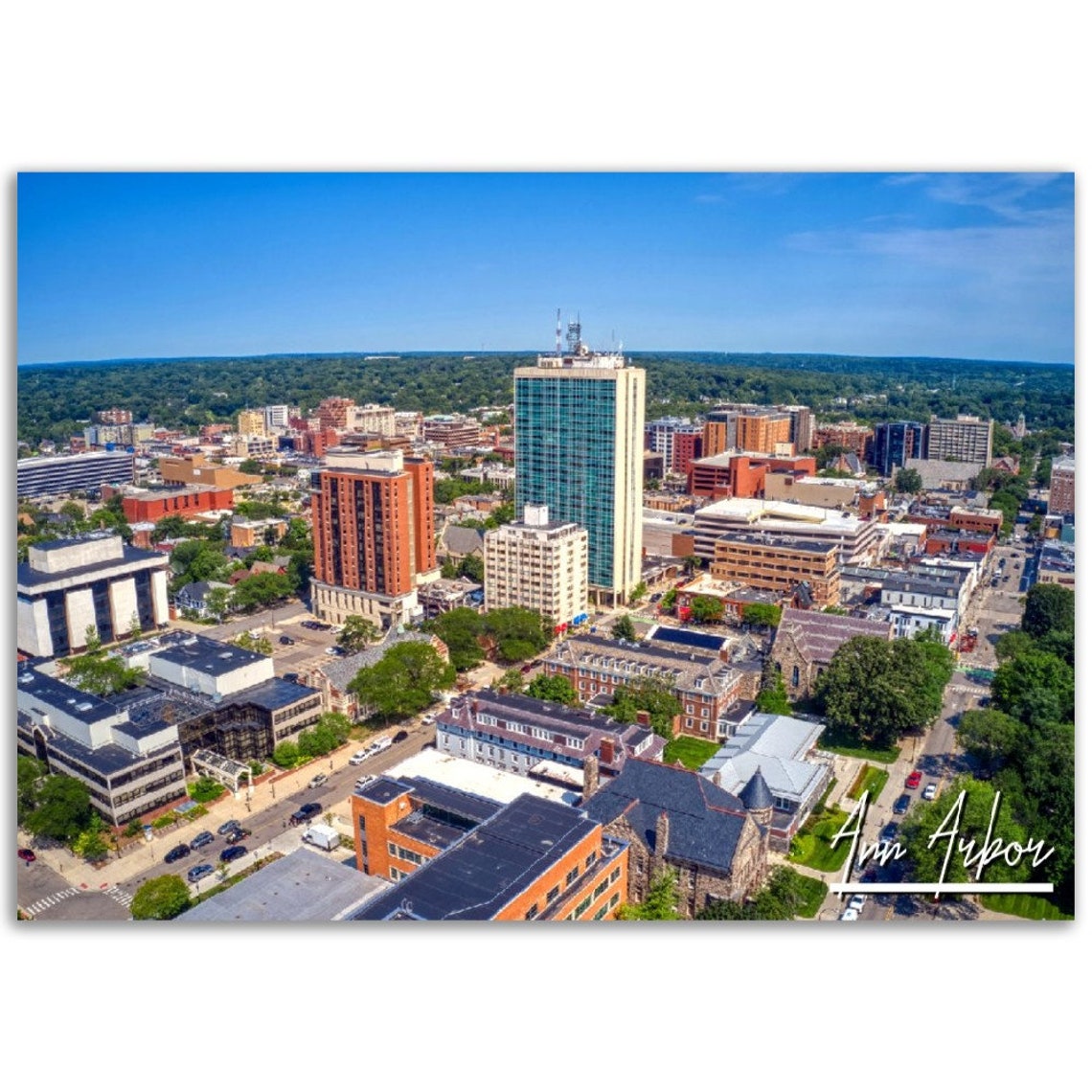 Ann Arbor Skyline Poster Print Michigan Travel Photo
