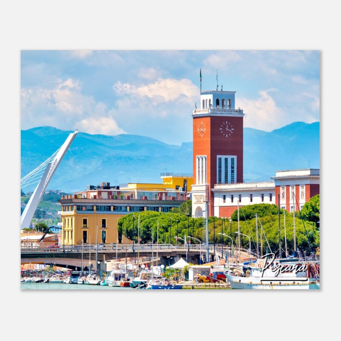 Pescara Italy Town Hall Marina Travel Poster