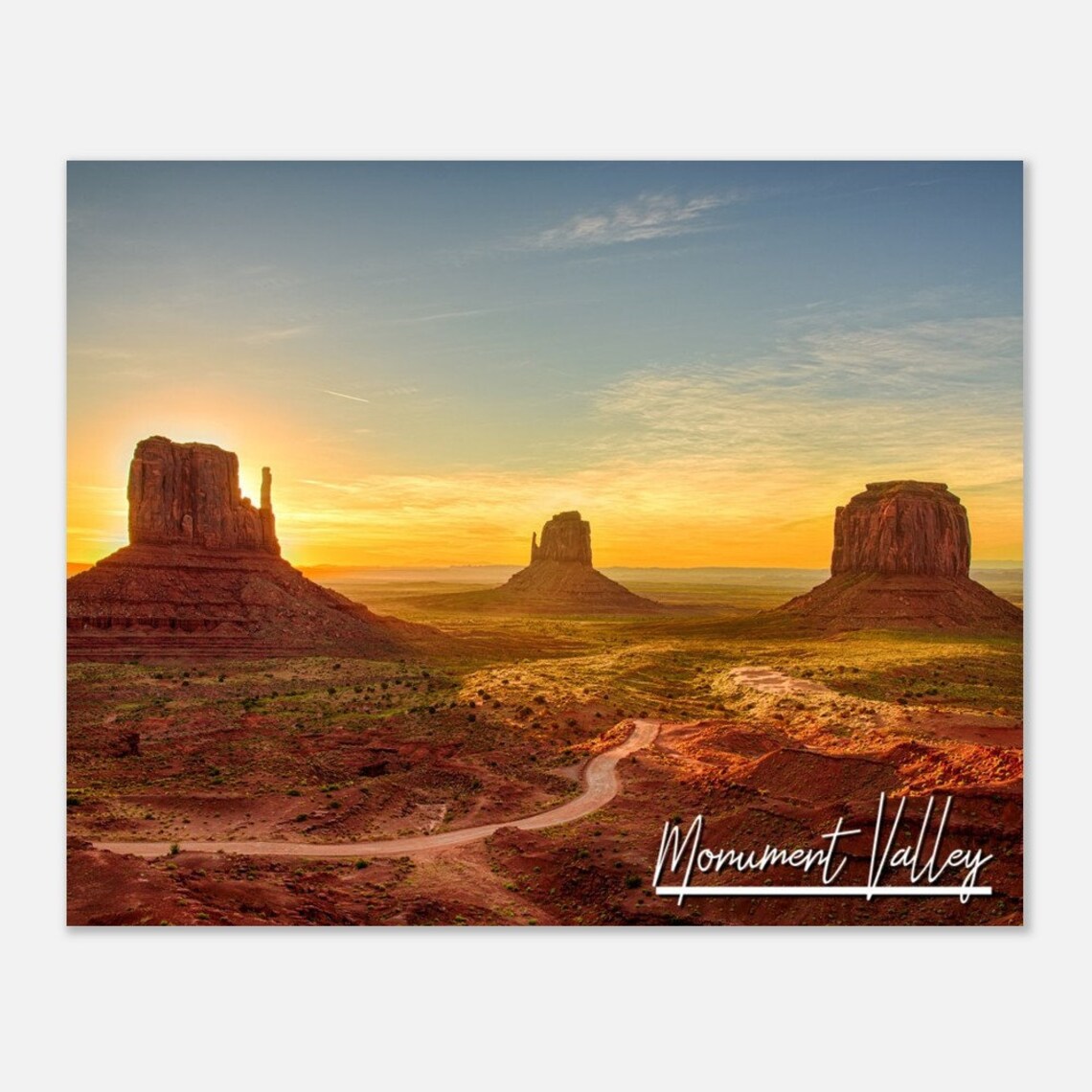 Monument Valley Sunset Desert Buttes Winding Road Travel Poster