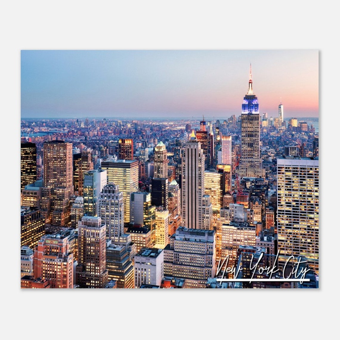New York City Empire State Building Night Skyline Travel Poster