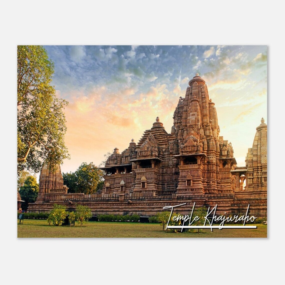 Khajuraho Ancient Hindu Temple Sunrise India Travel Wall Poster