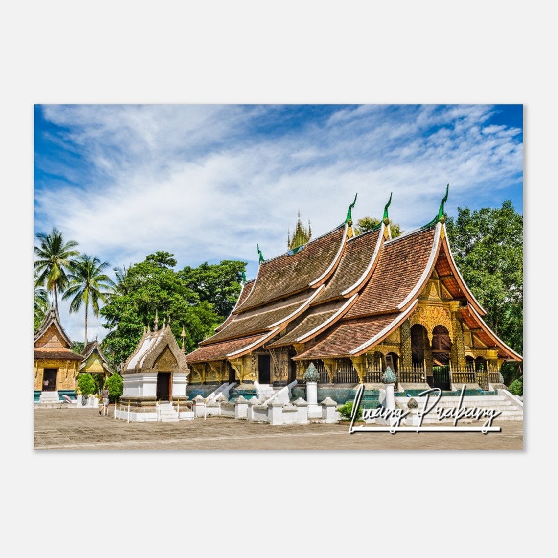Luang Prabang Laos Wat Xieng Thong Golden Temple Travel Poster