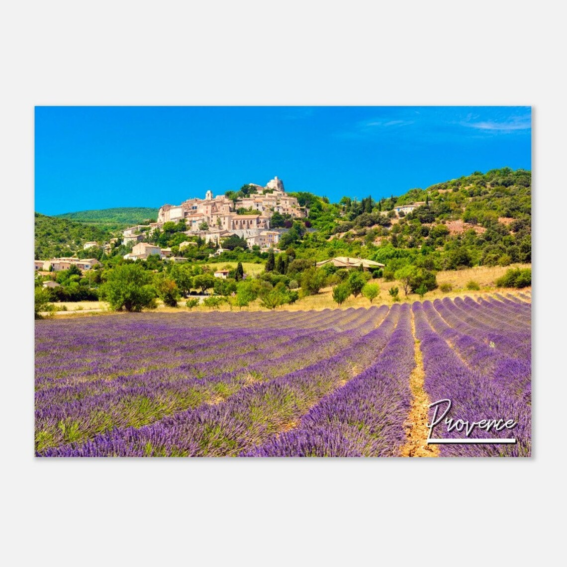 Summer Provence Lavender Field Hilltop Village France Travel Poster