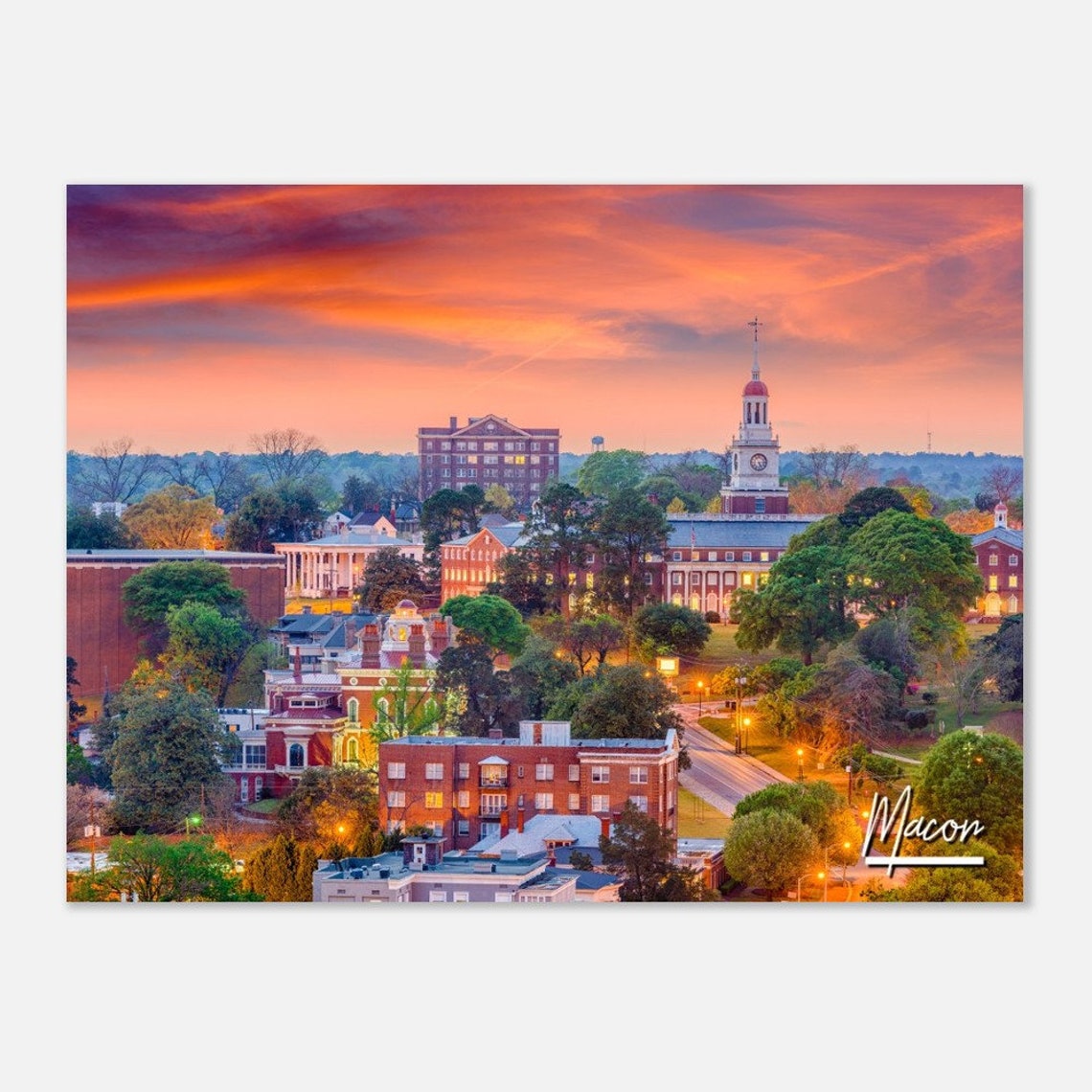 Macon Georgia Sunset City Skyline Historic Downtown Photo Poster