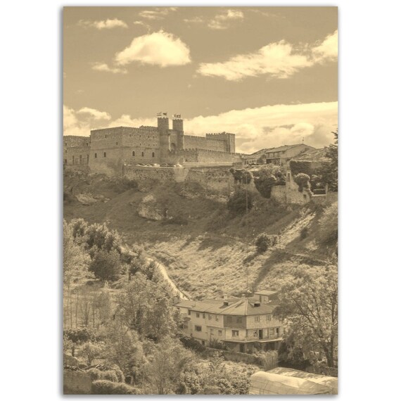 Guadalajara Mexico Retro Sepia Hilltop Castle Landmark Poster