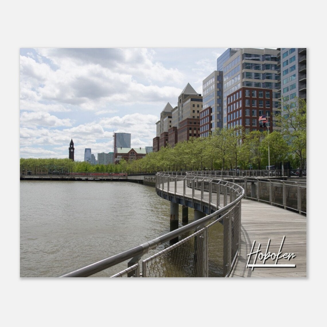 Hoboken New Jersey Poster Waterfront Boardwalk Travel Photography