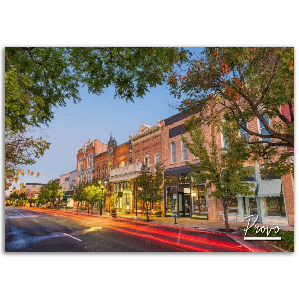 Provo Utah Historic Downtown Street Golden Sunset Photo Poster