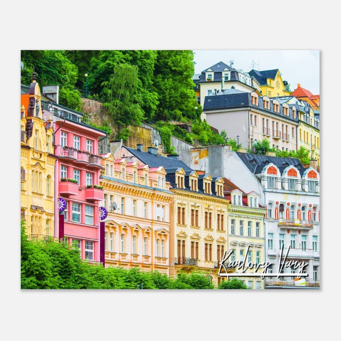 Karlovy Vary Czech Colorful Historic Buildings Street Photo Poster