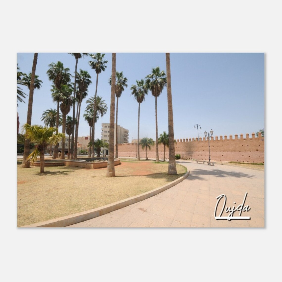 Oujda Morocco Palm Lined Ancient Ramparts Medina Wall Travel Poster
