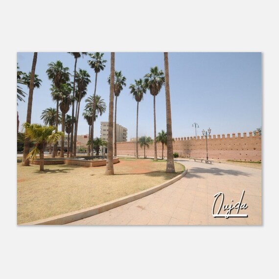 Oujda Morocco Palm Lined Ancient Ramparts Medina Wall Travel Poster