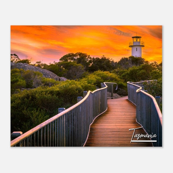 Tasmania Sunset Poster Cape Tourville Pedestrian Bridge Art Print