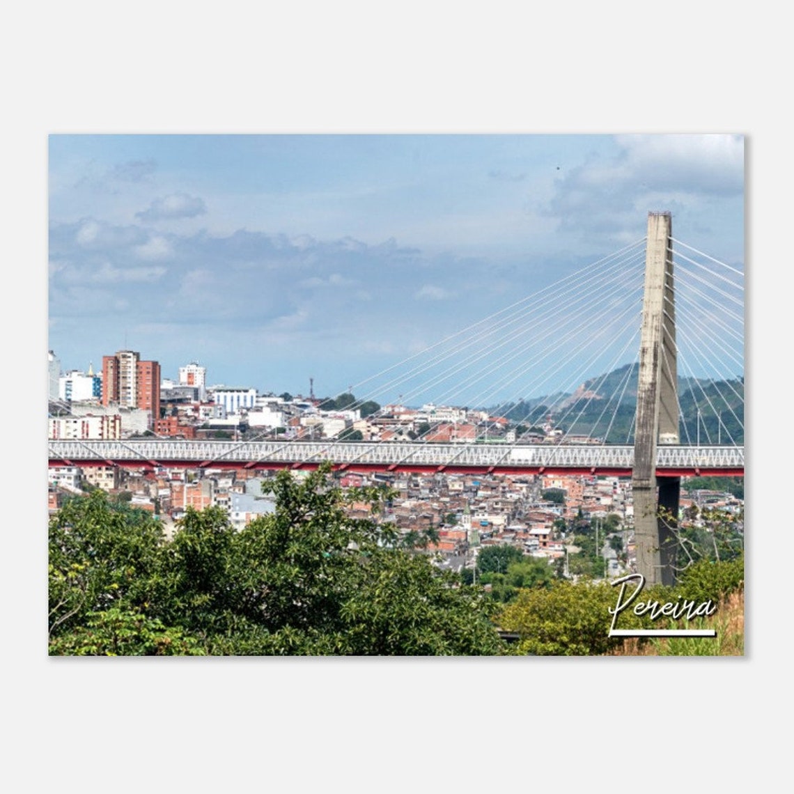 Pereira Colombia Bridge Art Print City Skyline Travel Poster