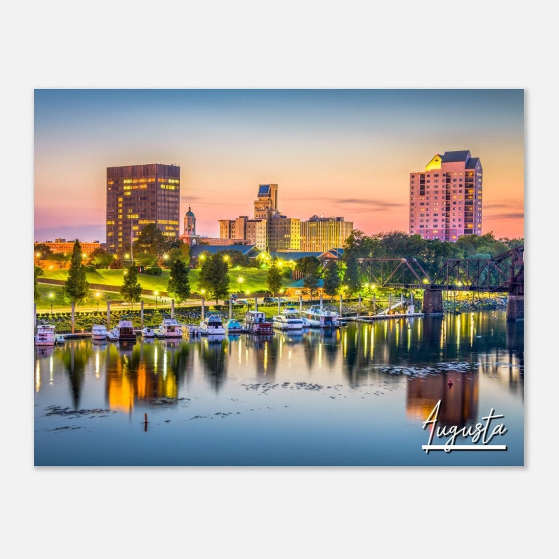 Augusta Georgia Skyline Poster Cityscape Travel Photo Print