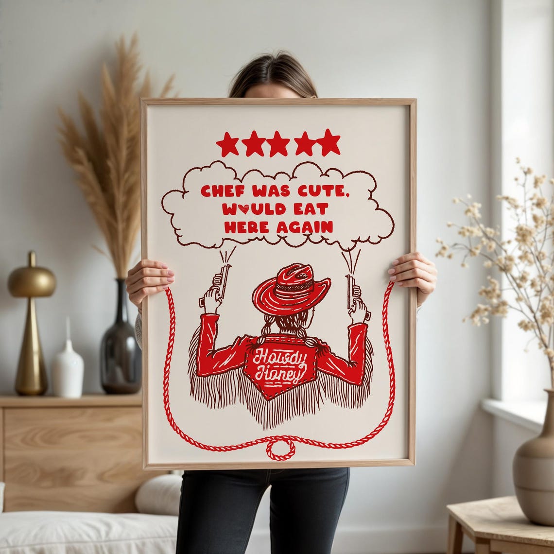 Chef Was Cute Would Eat Here Again Funny Cowgirl Kitchen Art Poster