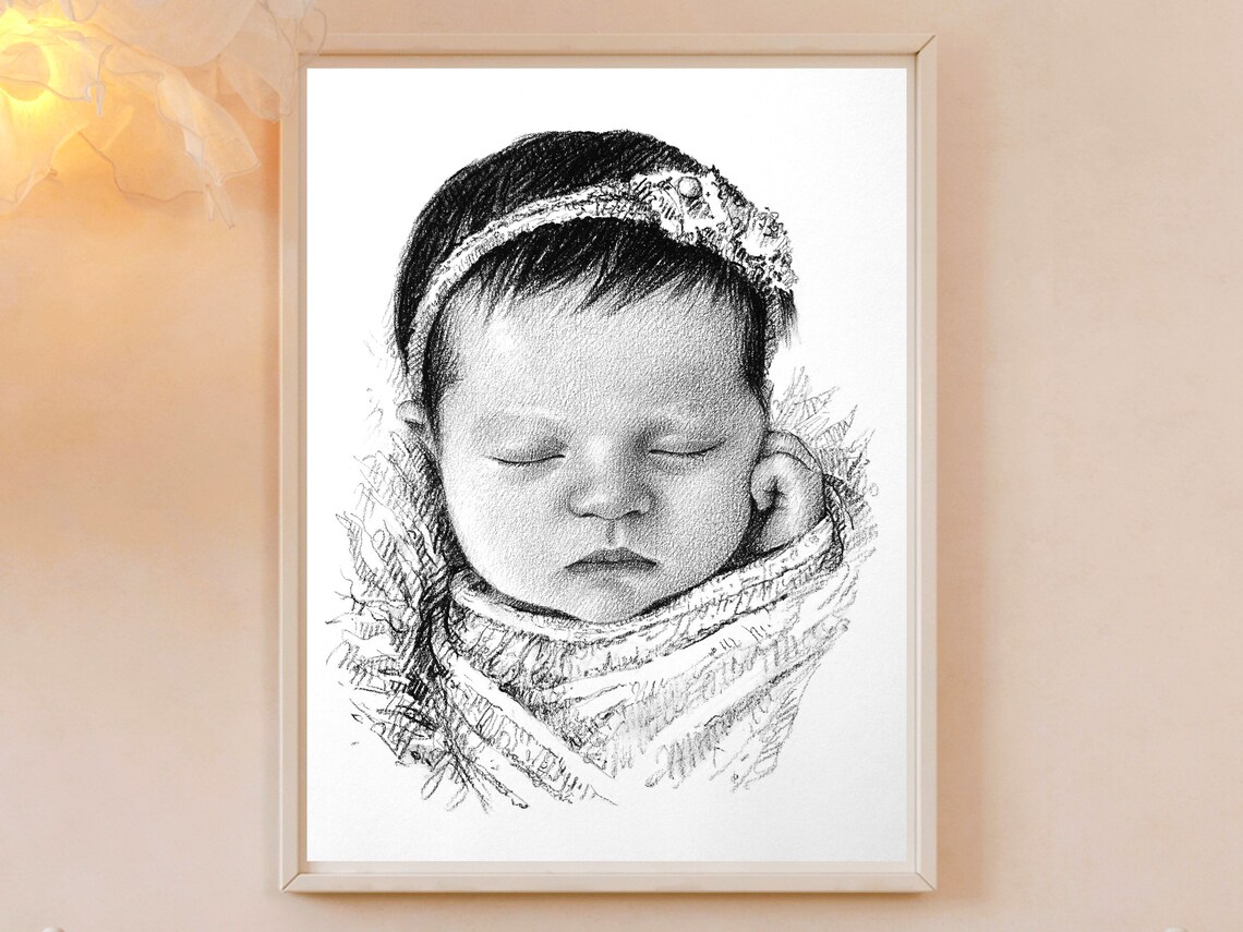Sleeping Newborn I Am a Child of God Custom Sketch Art Print - Image 8