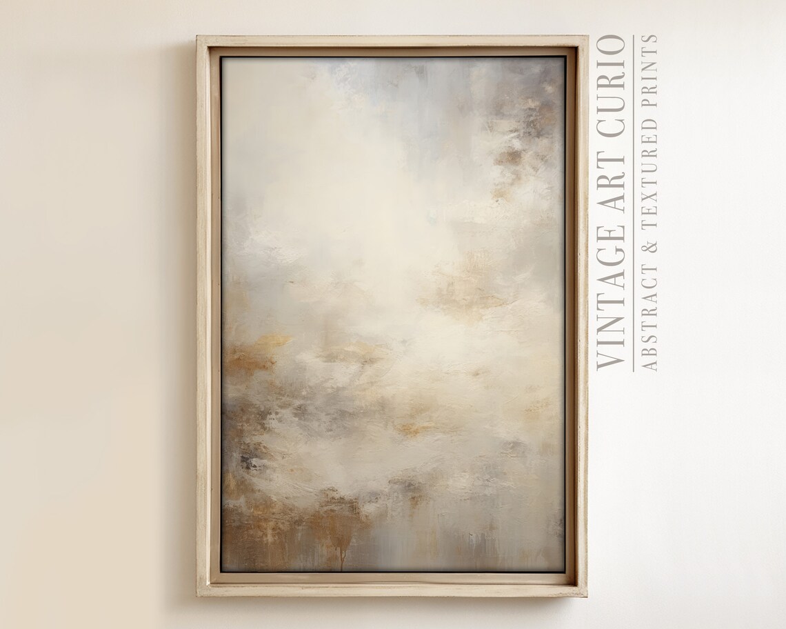 Soft Neutral Beige Abstract Cloud Painting Modern Minimalist Poster